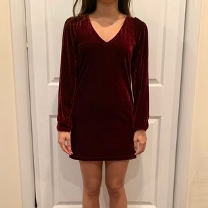 TOBI Red Velvet Open Sleeve Dress